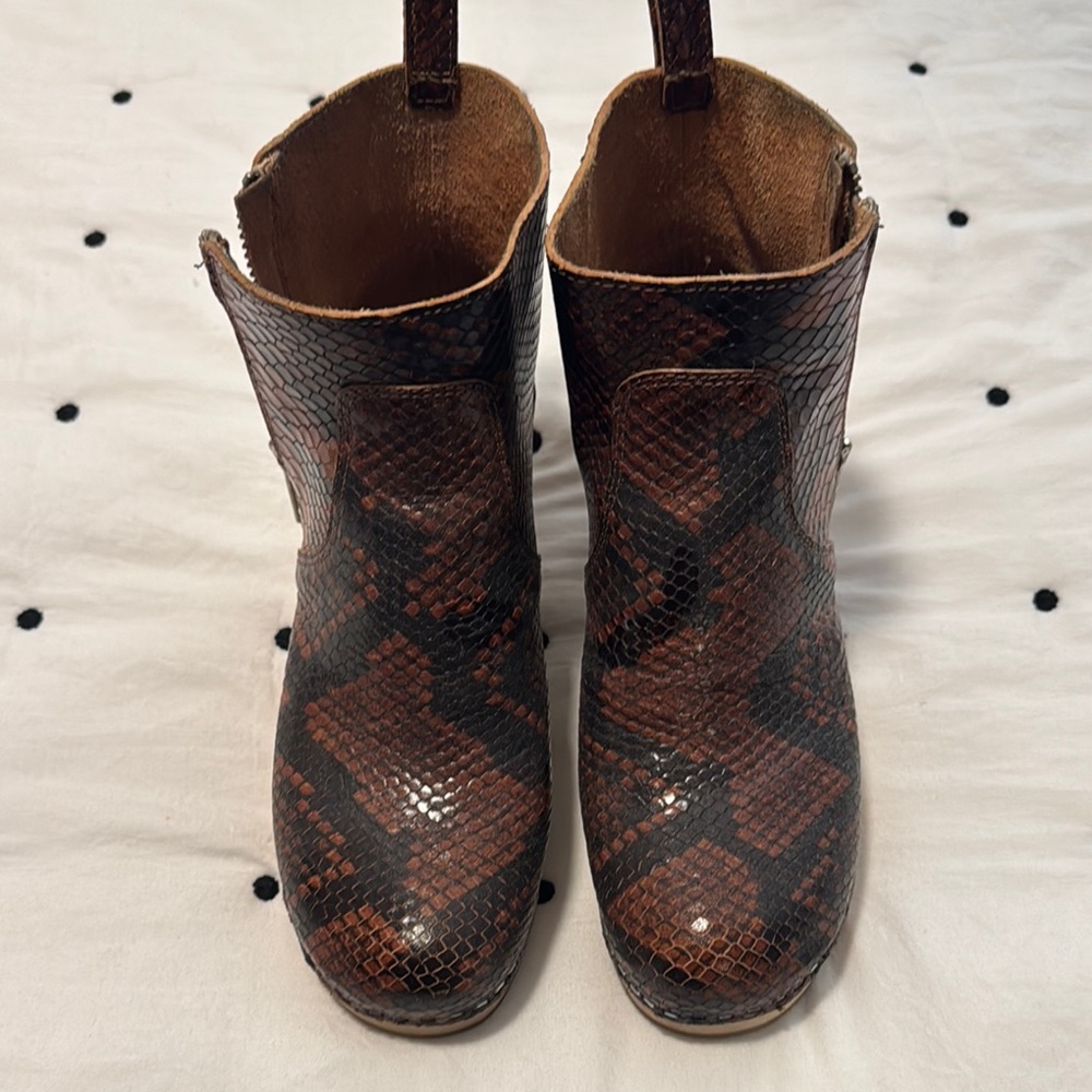 Swedish Hasbeens Brown Leather Ankle Booties